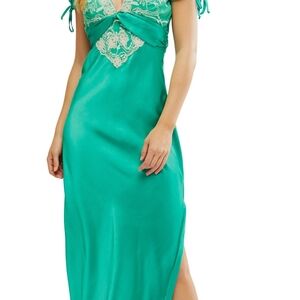 Free People Green Lace Midi Dress